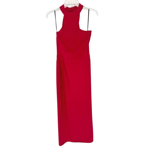 Marcella Women's Sonata Asymmetric Neckline Sheath Midi Dress Red S Glam Formal - Picture 4 of 15